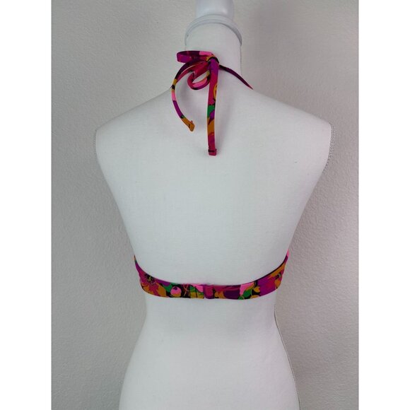 Aerie 34C women's purple‎ floral bikini top underwire push up halter swim top - Picture 4 of 8